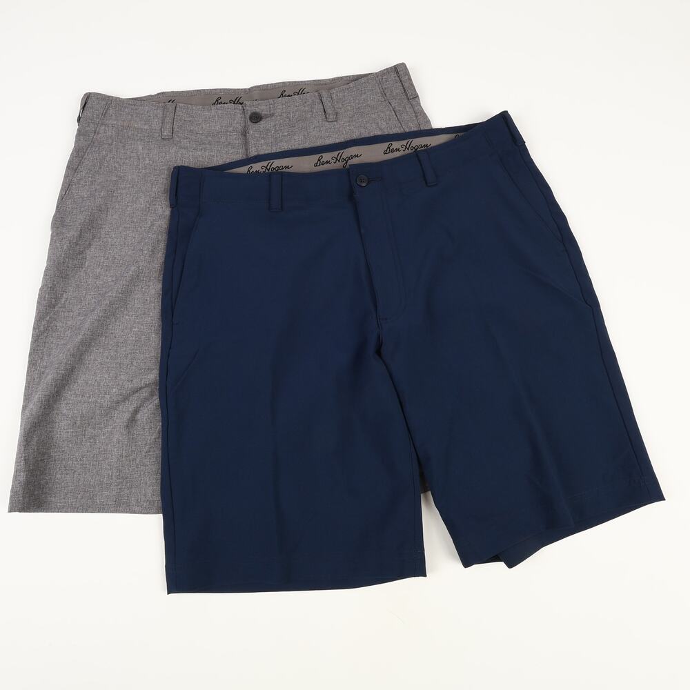 Lot of 2 Ben Hogan Men 36 Flat Front Shorts Blue Gray